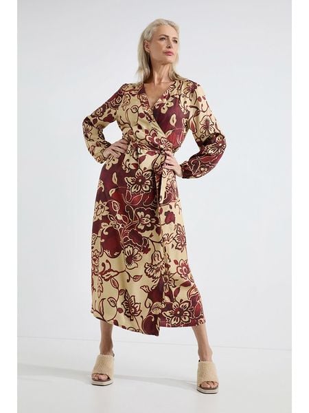 Josephine & Co Sukienka "Alise" w kolorze czerwono-żółtym rozmiar: 34. Czerwone sukienki Josephine & Co, na co dzień, bez wzorów, z wiskozy, bez kołnierzyka, bez ramiączek, midi, proste. Za 244,22 zł.