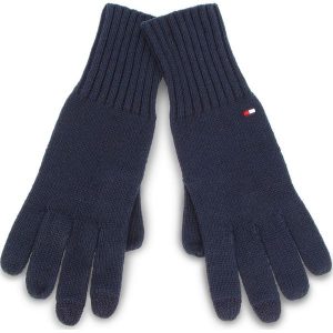 Rękawiczki Damskie TOMMY HILFIGER - Soft Knit Gloves AW0AW05965 413. Niebieskie rękawiczki marki TOMMY HILFIGER, z bawełny. Za 179,00 zł.