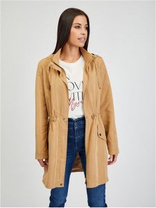 Orsay Parka w kolorze jasnobrązowym rozmiar: 34. Brązowe płaszcze Orsay, bez wzorów, bez kaptura. Za 78,66 zł.