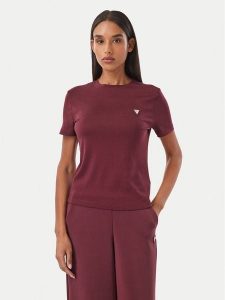 Guess T-Shirt V6RI17 KD741 Bordowy Regular Fit. Czerwone t-shirty Guess, s, z aplikacjami, z bawełny, bez kołnierzyka, bez ramiączek. Za 174,99 zł.