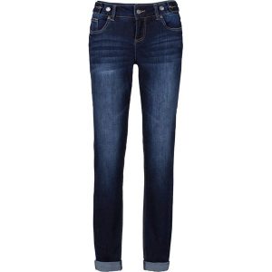 Dżinsy Boyfriend Mid Waist, ze stretchem. Niebieskie jeansy bonprix, bez wzorów, z jeansu. Za 129,99 zł.