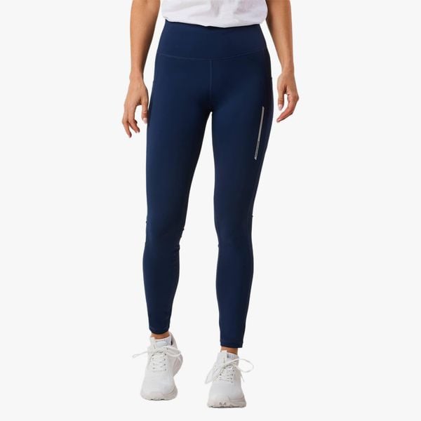 Długie Legginsy Trening Kobieta Core Szybkoschnący. Niebieskie legginsy SWEDEMOUNT, bez wzorów, z materiału, z standardowym stanem, długie. Za 169,99 zł.
