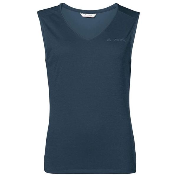 Koszulka trekkingowa damska Vaude Essential Top. Niebieskie koszulki sportowe Vaude, bez wzorów, z poliesteru, bez ramiączek. W wyprzedaży za 70,00 zł.