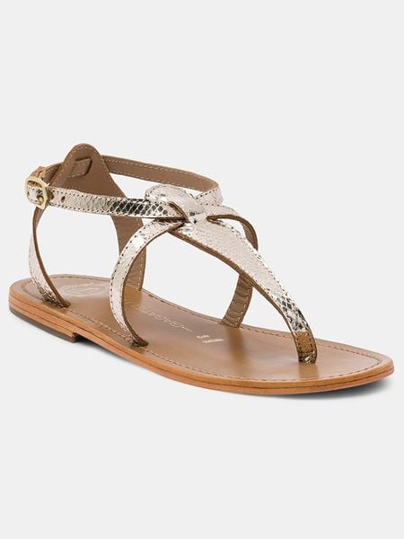 Les BAGATELLES Skórzane japonki "Bulnes" w kolorze złotym rozmiar: 37. Żółte klapki Les BAGATELLES, bez wzorów, ze skóry, bez obcasa. Za 118,84 zł.