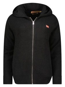 Geographical Norway Kardigan w kolorze czarnym rozmiar: XXL. Czarne swetry oversize Geographical Norway, xxl, bez wzorów, ze splotem, bez ramiączek. Za 79,03 zł.