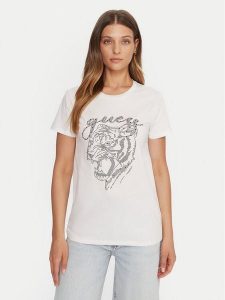 Guess T-Shirt W5BI32 K9RM1 Biały Relaxed Fit. Białe t-shirty Guess, xxl, z aplikacjami, z bawełny, bez kołnierzyka, bez ramiączek. Za 136,50 zł.