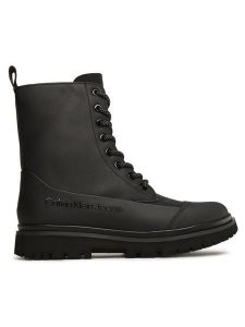 Calvin Klein Jeans Trzewiki Chunky Combat Laceup Boot Rub YW0YW01066 Czarny. Czarne botki Calvin Klein Jeans, bez wzorów, z jeansu, bez obcasa, na płaskiej podeszwie, bez zapięcia. Za 549,99 zł.