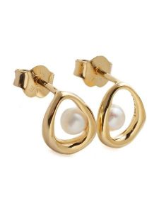 Pandora Pozłacane kolczyki-wkrętki z perłami rozmiar: onesize. Białe kolczyki Pandora, z perłą, pozłacane. Za 310,38 zł.