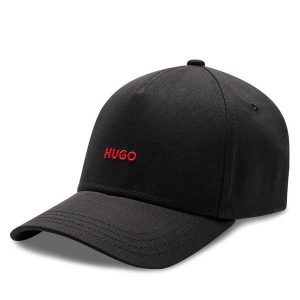 Czapka z daszkiem HUGO. Czarne czapki Hugo, bez wzorów. Za 144,99 zł.