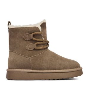 Śniegowce Lasocki. Brązowe buty zimowe Lasocki, bez obcasa, bez zapięcia. Za 249,99 zł.