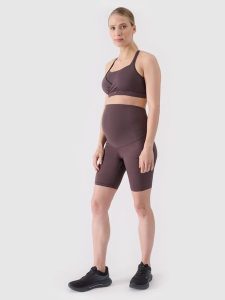4F Legginsy ciążowe treningowe z wysokim stanem damskie - brązowe XS. Brązowe legginsy 4f, bez wzorów, z dzianiny, z podwyższonym stanem, krótkie. W wyprzedaży za 59,99 zł.