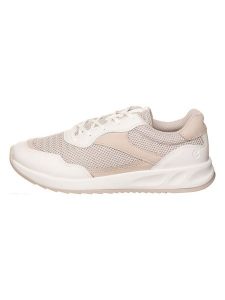 Ecco Skórzane sneakersy w kolorze biało-beżowym rozmiar: 37. Białe trampki ecco, bez wzorów, z materiału, bez zapięcia. Za 224,95 zł.