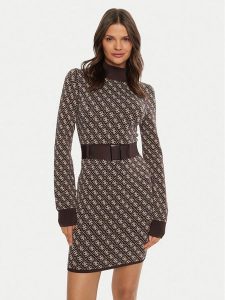 Guess Sukienka dzianinowa Lise W4BK43 Z37K0 Brązowy Regular Fit. Brązowe kombinezony Guess, xl, z aplikacjami, z dzianiny, bez kołnierzyka, bez ramiączek. Za 329,99 zł.