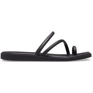 Klapki damskie Crocs Miami Toe Loop Sandal. Czarne klapki Crocs, bez wzorów, bez obcasa. W wyprzedaży za 174,85 zł.