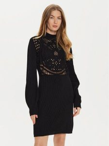 TWINSET Sukienka dzianinowa 242TP3470 Czarny Regular Fit. Czarne sukienki Twinset, s, bez wzorów, z dzianiny, bez kołnierzyka, bez ramiączek. Za 519,99 zł.
