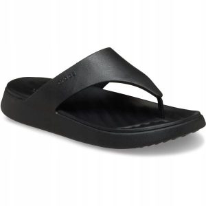 Japonki Dla Dorosłych Crocs Getaway Triangle Flip. Czarne klapki Crocs, bez wzorów, z materiału, bez obcasa. Za 199,99 zł.