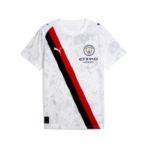 Młodzieżowa koszulka KIDSUPER × MANCHESTER CITY PUMA White Black. Biała bluzki Puma, m, bez wzorów, młodzieżowe, bez kołnierzyka, bez ramiączek. Za 349,00 zł.