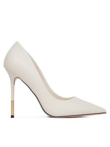 Eva Minge Szpilki THYME-LT934-35 Biały. Białe szpilki Eva Minge, bez wzorów, ze skóry, bez obcasa. Za 479,99 zł.