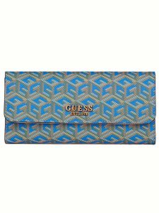 Guess Portfel w kolorze beżowo-niebieskim - 20 x 10 x 2 cm rozmiar: onesize. Brązowe portfele Guess, z aplikacjami, z materiału. Za 210,81 zł.