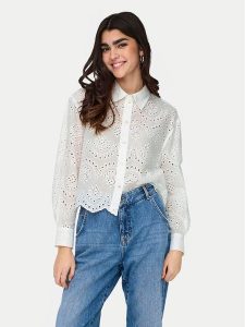 ONLY Koszula Valais 15269568 Biały Loose Fit. Białe koszule ONLY, xl, bez wzorów, z bawełny, bez kołnierzyka, bez ramiączek. Za 169,99 zł.