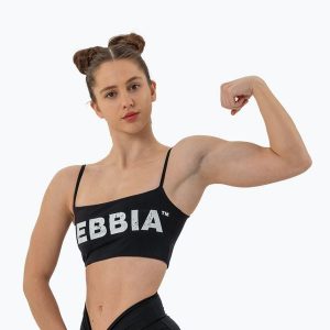 Top treningowy damski NEBBIA Bandeau Bra Back Check black. Czarne topy NEBBIA, bez wzorów, bez kołnierzyka, bez ramiączek. Za 119,99 zł.