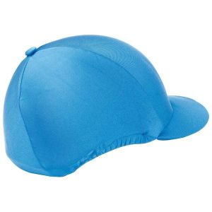 Nylonowa czapka do kasku jeździeckiego T de T. Niebieskie czapki T DE T, bez wzorów, z nylonu. Za 137,00 zł.