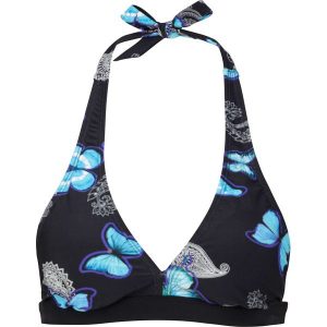 Biustonosz bikini z ramiączkami łączonymi na szyi. Czarne bikini bonprix, bez wzorów. Za 72,99 zł.