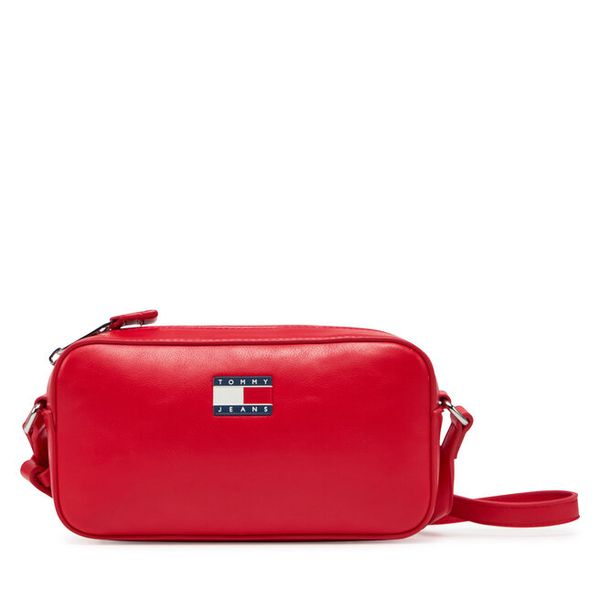 Torebka Tommy Jeans. Czerwone listonoszki Tommy Jeans, bez wzorów, z jeansu, bez dodatków. Za 209,99 zł.