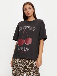 Gina Tricot T-Shirt 23980 Czarny Oversize. Czarne t-shirty Gina Tricot, m, bez wzorów, z bawełny, bez kołnierzyka, bez ramiączek. Za 69,99 zł.