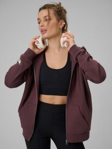 4F Bluza dresowa rozpinana z kapturem damska - brązowa XL. Brązowe bluzy 4f, xl, bez wzorów, z dresówki, z kapturem. Za 169,99 zł.