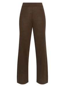 MOSS COPENHAGEN Wełniane spodnie "Nema" w kolorze ciemnobrązowym rozmiar: XS/S. Brązowe spodnie z wysokim stanem Moss Copenhagen, bez wzorów, z materiału, z podwyższonym stanem. Za 244,80 zł.