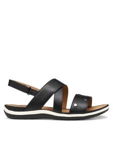 Geox Sandały D Sandal Vega D65R6B 000BC C9999 Czarny. Czarne sandały Geox, bez wzorów, ze skóry, bez obcasa, na płaskiej podeszwie, bez zapięcia. Za 359,99 zł.