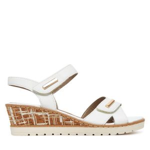 Sandały Remonte. Białe sandały Remonte, bez wzorów, bez obcasa, na koturnie, bez zapięcia. Za 359,99 zł.