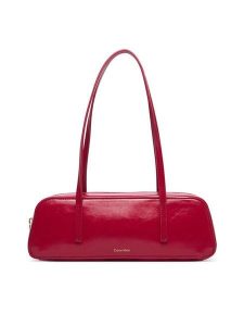 Calvin Klein Torebka Foil Logo Glossy Bauletto LV04F3638G Czerwony. Czerwone torebki klasyczne Calvin Klein, bez wzorów, ze skóry, bez dodatków. Za 489,99 zł.