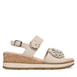 Sandały Caprice. Szare sandały Caprice, bez wzorów, bez obcasa, na koturnie, bez zapięcia. Za 339,99 zł.