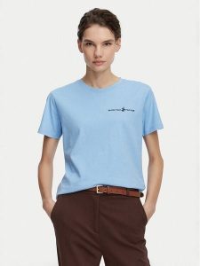 Beverly Hills Polo Club T-Shirt P-SS26W-TS085 Niebieski jasny Regular Fit. Niebieskie t-shirty Beverly Hills Polo Club, s, bez wzorów, z bawełny, bez kołnierzyka, bez ramiączek. Za 139,99 zł.