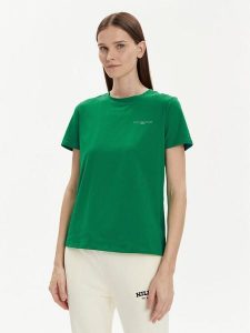Tommy Hilfiger T-Shirt 1985 WW0WW37877 Zielony Regular Fit. Zielone t-shirty TOMMY HILFIGER, xs, bez wzorów, z bawełny, bez kołnierzyka, bez ramiączek. Za 129,99 zł.