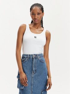 Hugo Top Datamia 50514489 Biały Slim Fit. Białe topy Hugo, xs, bez wzorów, z bawełny, bez kołnierzyka, bez ramiączek. Za 129,99 zł.