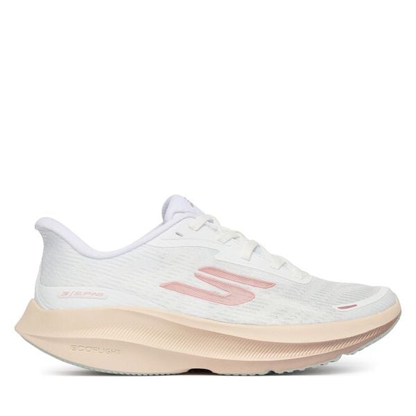 Buty do biegania Skechers. Białe buty sportowe Skechers, bez wzorów, bez zapięcia, do biegania. Za 359,99 zł.