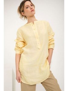 Josephine & Co Lniana tunika "Georgia" w kolorze żółtym rozmiar: 36. Żółte tuniki Josephine & Co, na co dzień, bez wzorów, ze lnu, bez kołnierzyka, bez ramiączek. Za 230,99 zł.