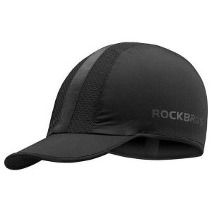 Czapka rowerowa letnia ROCKBROS z materiału chłodzącego. Czarne czapki ROCKBROS, bez wzorów, z materiału, sportowe. Za 67,60 zł.