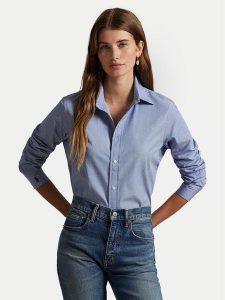 Polo Ralph Lauren Koszula 211941509004 Błękitny Slim Fit. Niebieskie koszule Polo Ralph Lauren, bez wzorów, z bawełny, bez kołnierzyka, bez ramiączek. Za 499,99 zł.