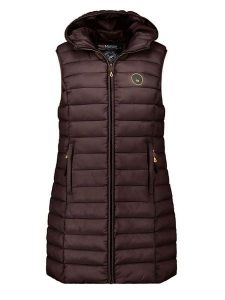 Geographical Norway Kamizelka pikowana "Vatikamap" w kolorze ciemnobrązowym rozmiar: XXL. Brązowe kamizelki Geographical Norway, xxl, bez wzorów, bez kołnierzyka, bez ramiączek, bez kaptura. Za 164,92 zł.