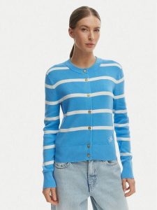 Tommy Hilfiger Kardigan WW0WW49617 Niebieski Regular Fit. Niebieskie kardigany TOMMY HILFIGER, z bawełny. Za 453,99 zł.