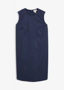 Sukienka mini w prążki, z mieszanki wiskozy. Niebieskie sukienki bonprix, bez wzorów, prążkowane, bez kołnierzyka, bez ramiączek, mini. Za 179,99 zł.