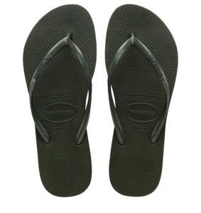 Klapki damskie Havaianas Slim. Zielone klapki Havaianas, bez wzorów, bez obcasa. Za 160,50 zł.