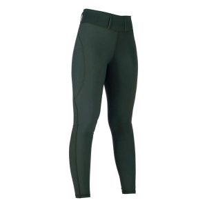 Damskie legginsy jeździeckie z pełną przyczepnością HKM Jil High Waist. Zielone legginsy HKM, bez wzorów, z materiału, z podwyższonym stanem. Za 302,50 zł.