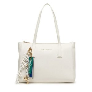 Torebka Valentino. Białe shopper bag Valentino, bez wzorów, bez dodatków. Za 649,99 zł.