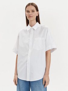 Calvin Klein Koszula K20K206596 Biały Oversize. Białe koszule Calvin Klein, bez wzorów, z bawełny, bez kołnierzyka, bez ramiączek. Za 458,99 zł.