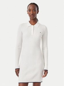 Tommy Jeans Sukienka dzianinowa DW0DW23317 Biały Slim Fit. Białe kombinezony Tommy Jeans, xl, bez wzorów, z dzianiny, bez kołnierzyka, bez ramiączek. Za 449,99 zł.